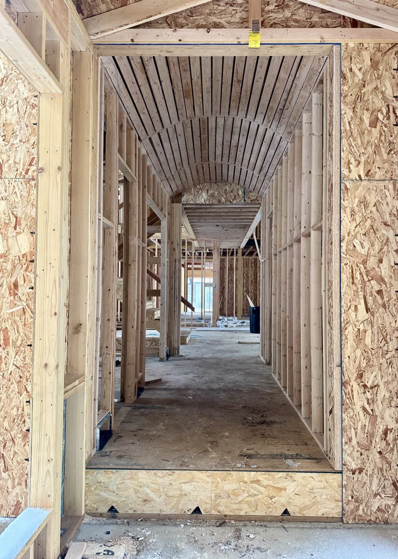 Barrel-Vault Hallway — Framing detail